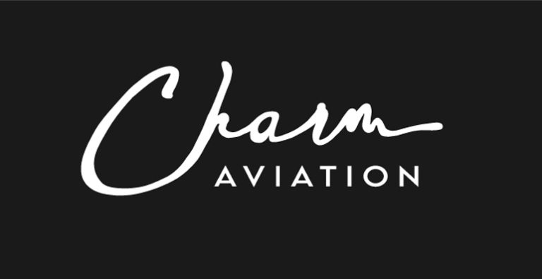 Charm Aviation logo in white