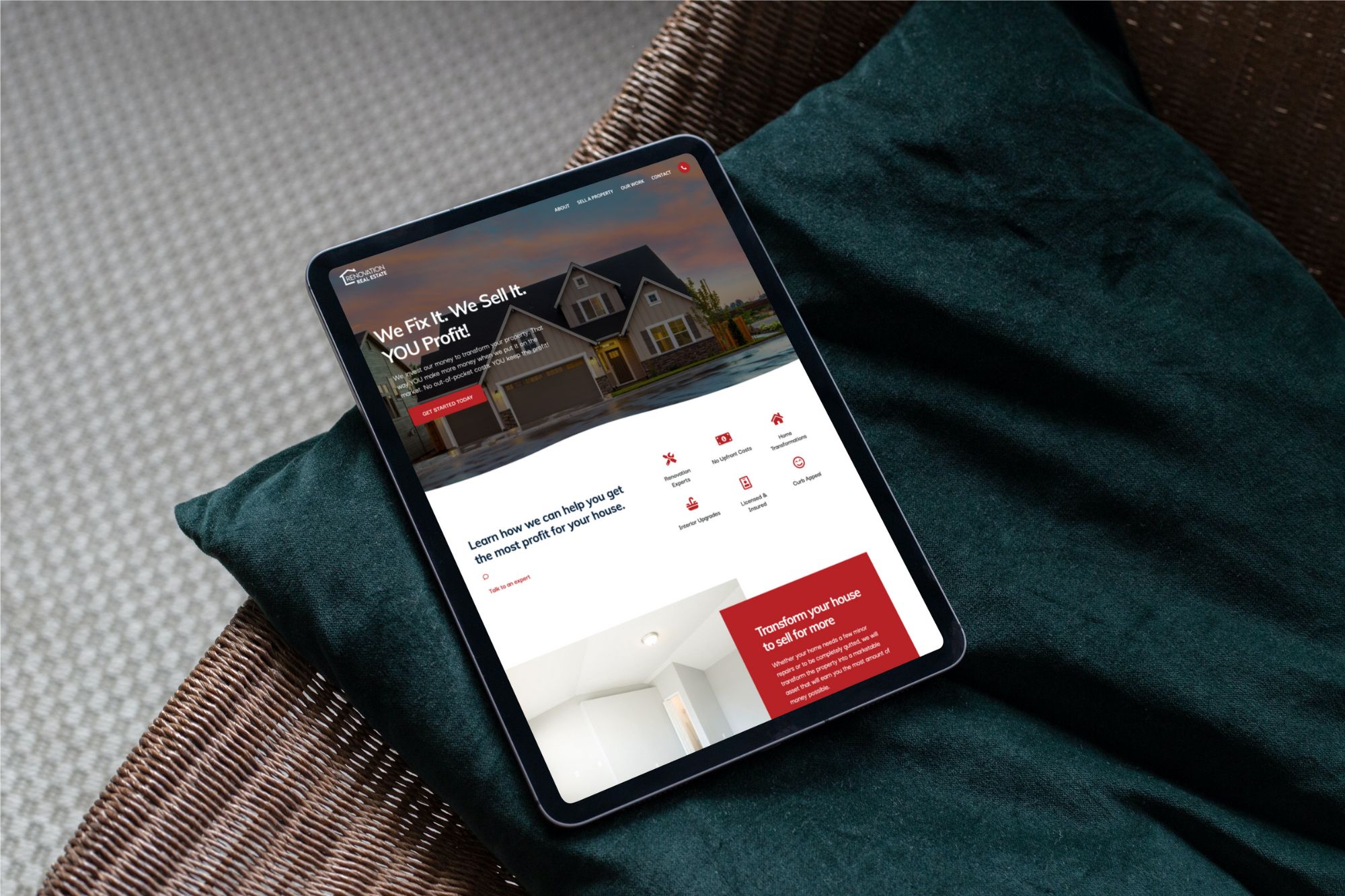 Renovation Real Estate displayed on tablet