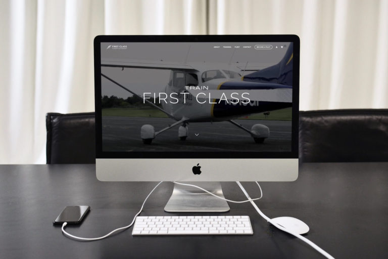 First Class Flight Academy website displayed on desktop